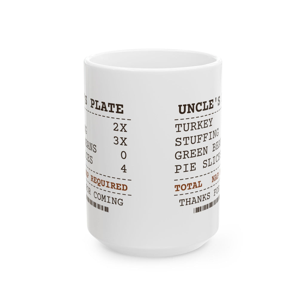 Funny Thanksgiving Coffee Mug Uncle Plate Receipt Green Beans Zero