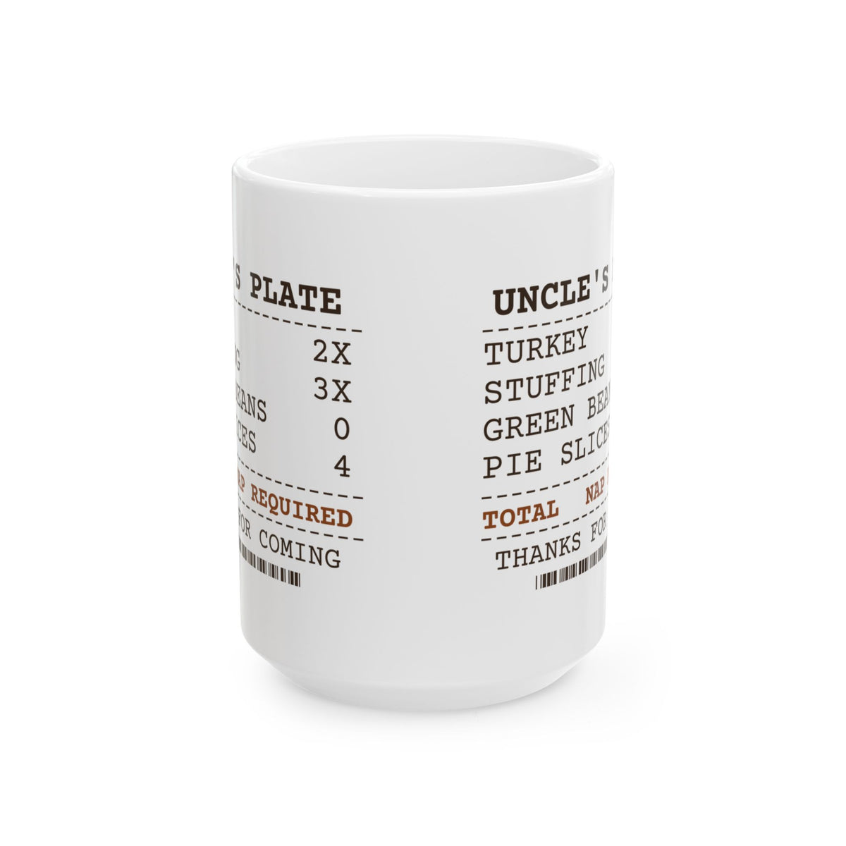 Funny Thanksgiving Coffee Mug Uncle Plate Receipt Green Beans Zero