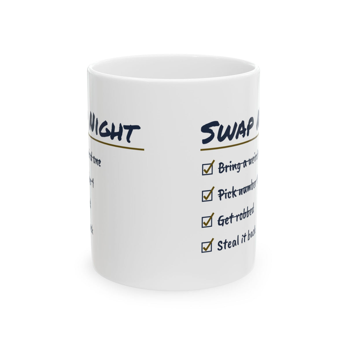 Funny White Elephant Coffee Mug Get Robbed Steal It Back Checklist