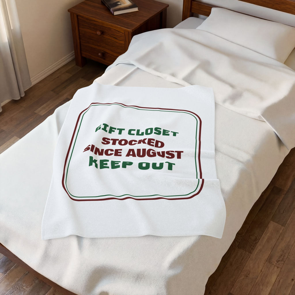 Funny Christmas Shopping Throw Blanket Gift Closet Stocked Since August
