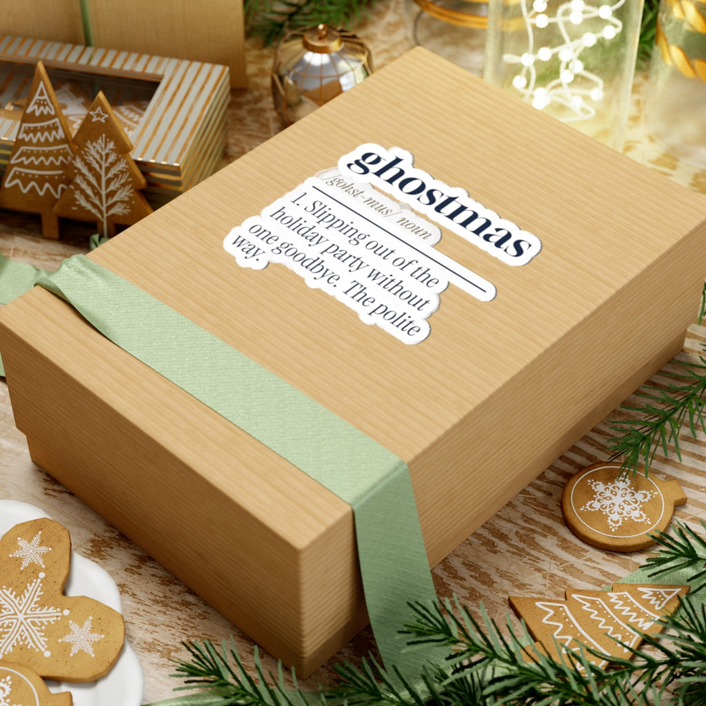 Funny Christmas Introvert Sticker Ghostmas Dictionary Definition