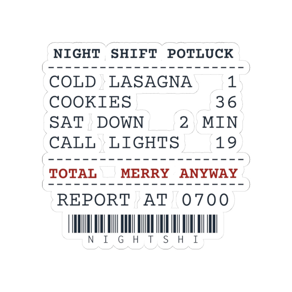 Funny Christmas Nurse Sticker Night Shift Potluck Receipt