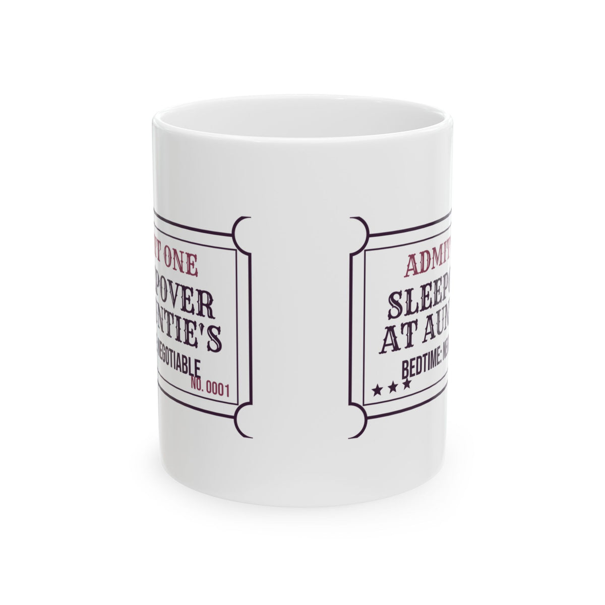 Auntie Coffee Mug Sleepover Ticket Bedtime Negotiable For Aunts