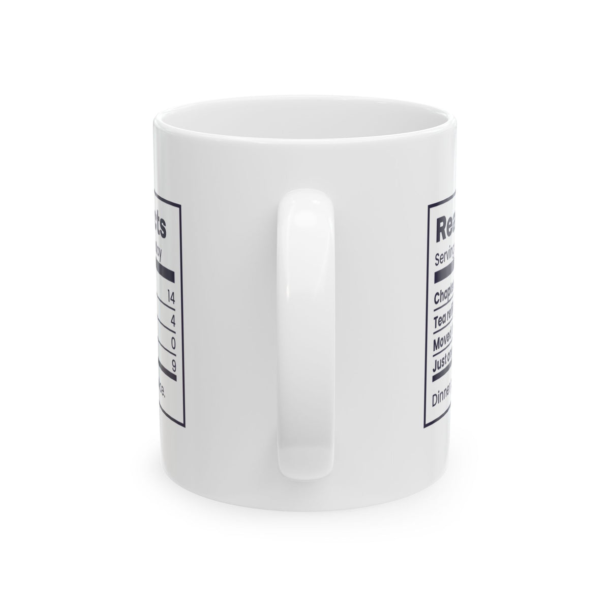 Funny Book Lover Coffee Mug Reader Facts Nutrition Label