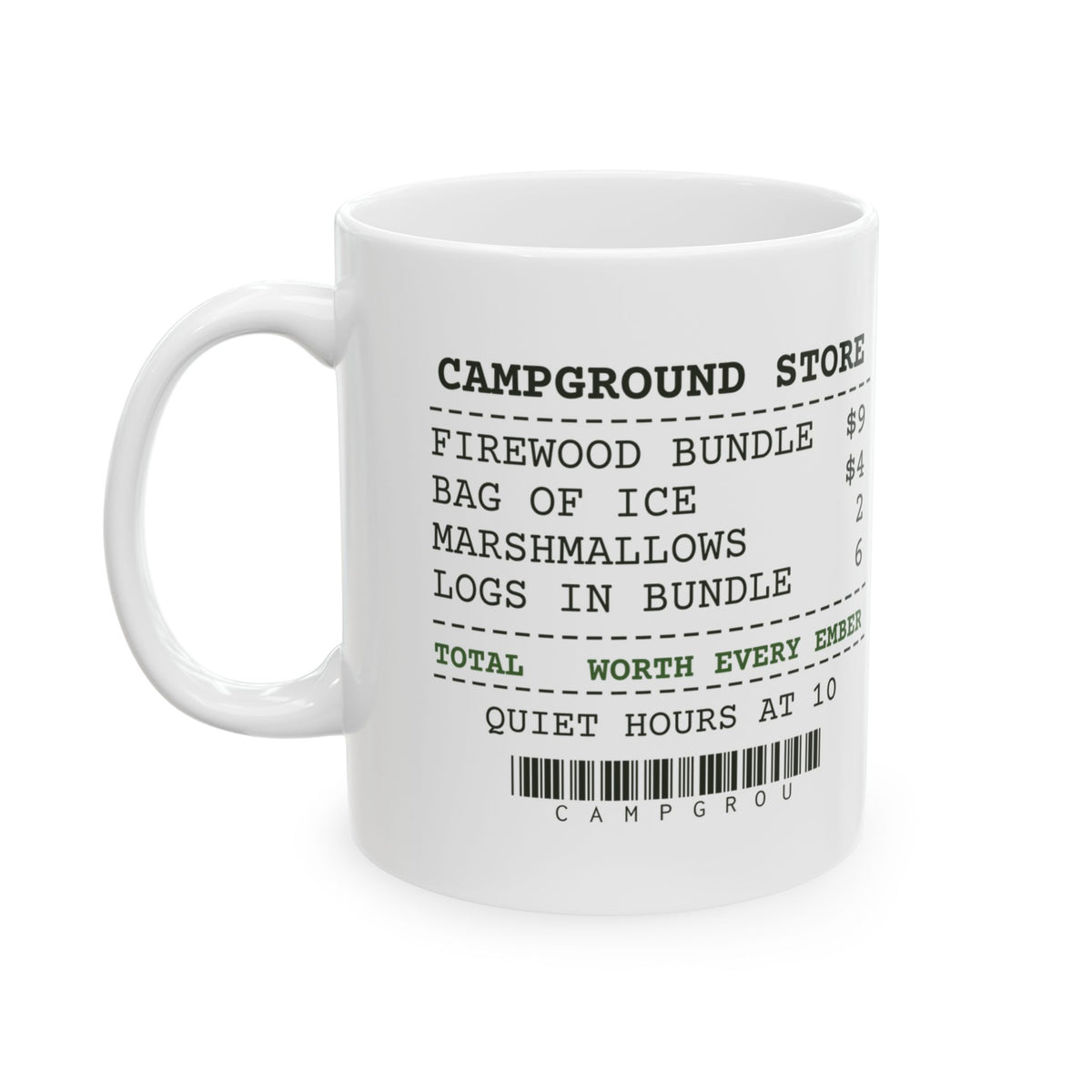 Camping Coffee Mug Nine Bucks For Six Logs Campground Store Receipt