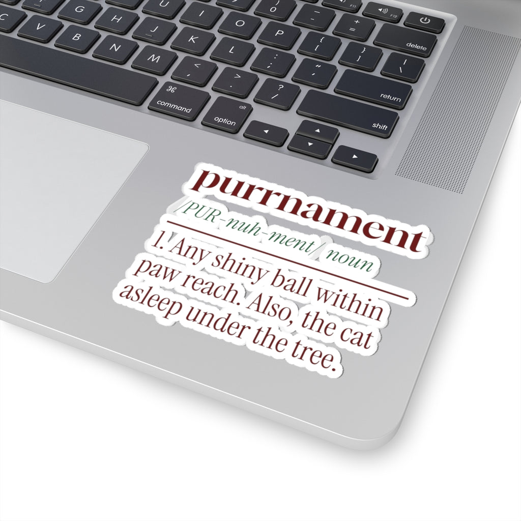 Funny Christmas Cat Sticker Purrnament Dictionary Definition