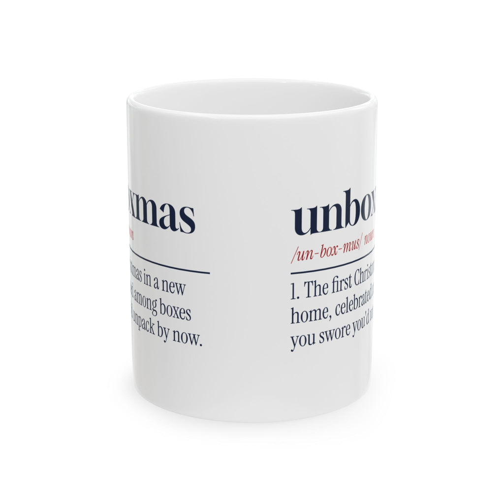 Funny Christmas Coffee Mug Unboxmas Definition For New Homeowners