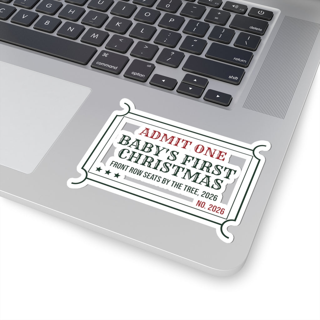 Babys First Christmas 2026 Sticker Front Row By The Tree Ticket