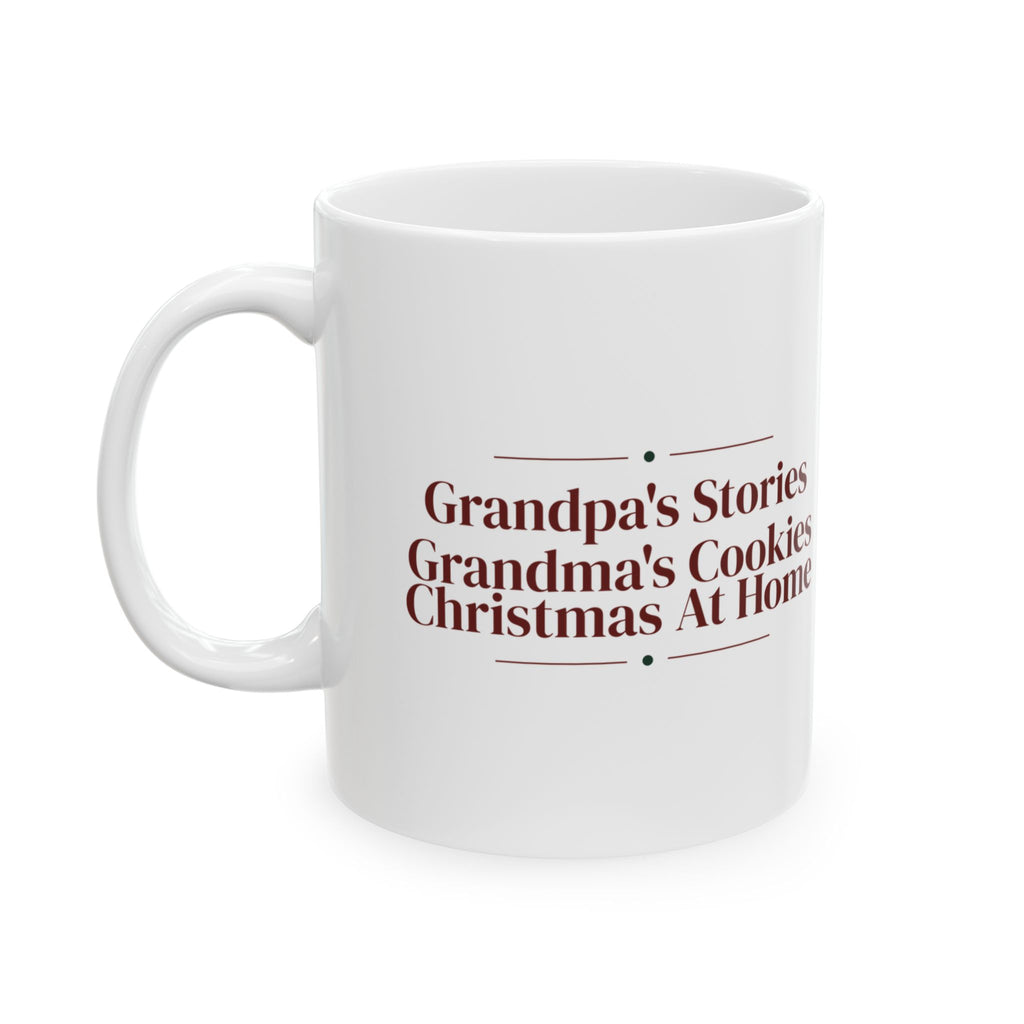 Christmas Coffee Mug Grandpa's Stories Grandma's Cookies Grandparents