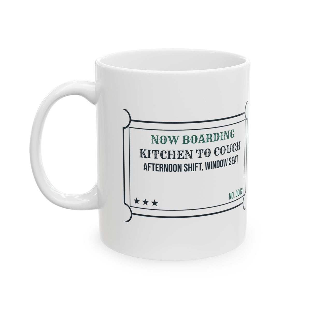 Funny Work From Home Coffee Mug Kitchen To Couch Boarding Pass
