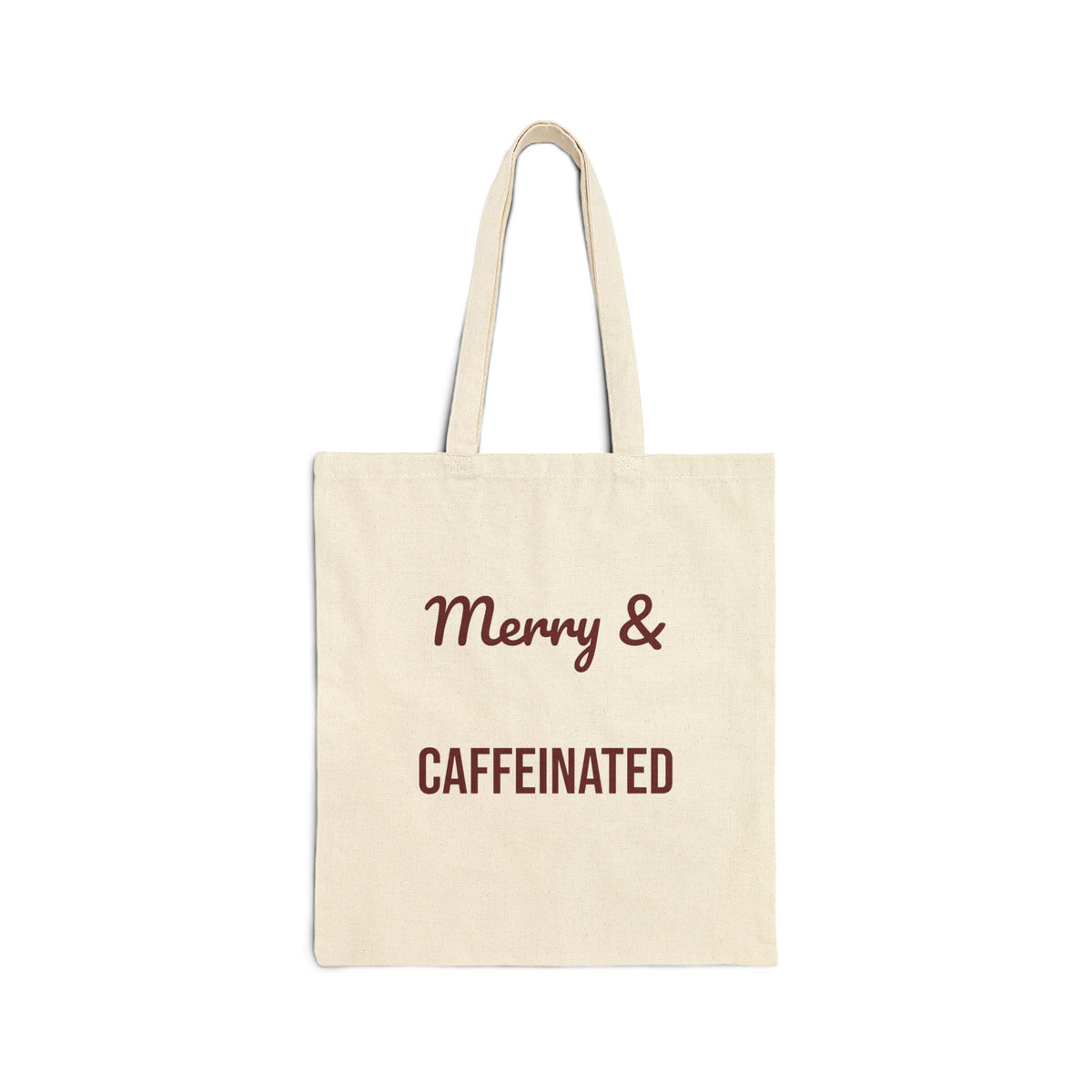 Christmas Tote Bag Merry And Caffeinated For Coffee Lovers