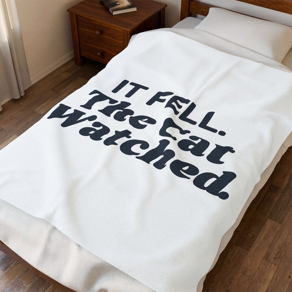 Funny Christmas Cat Throw Blanket It Fell The Cat Watched