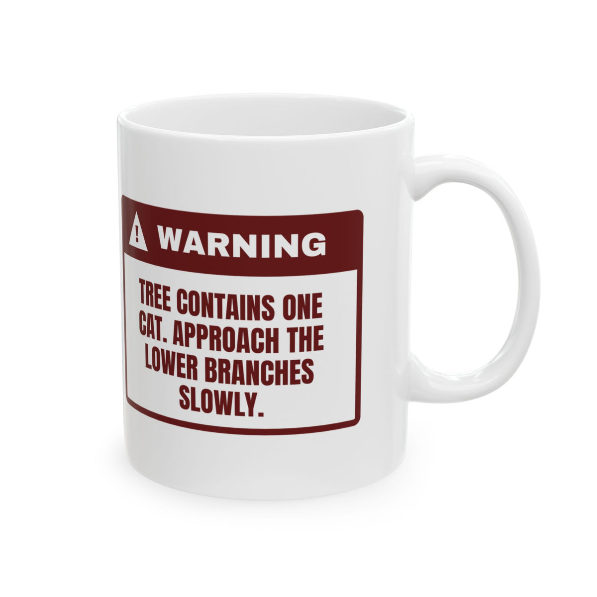 Funny Christmas Cat Coffee Mug Approach Lower Branches Slowly Warning