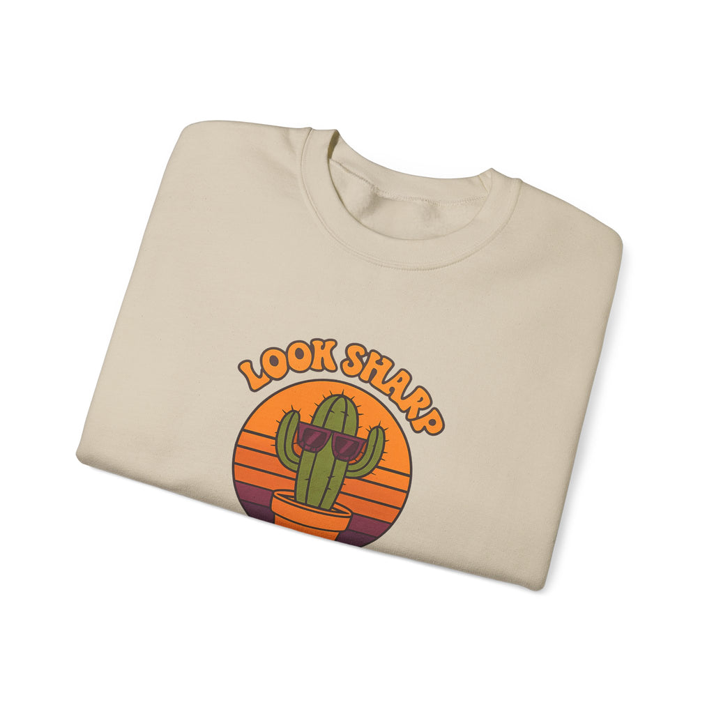 Look Sharp Funny Retro Cactus Plant Lover Sweatshirt