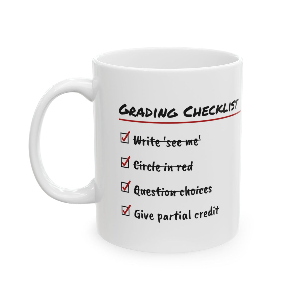Math Teacher Coffee Mug Grading Checklist Give Partial Credit