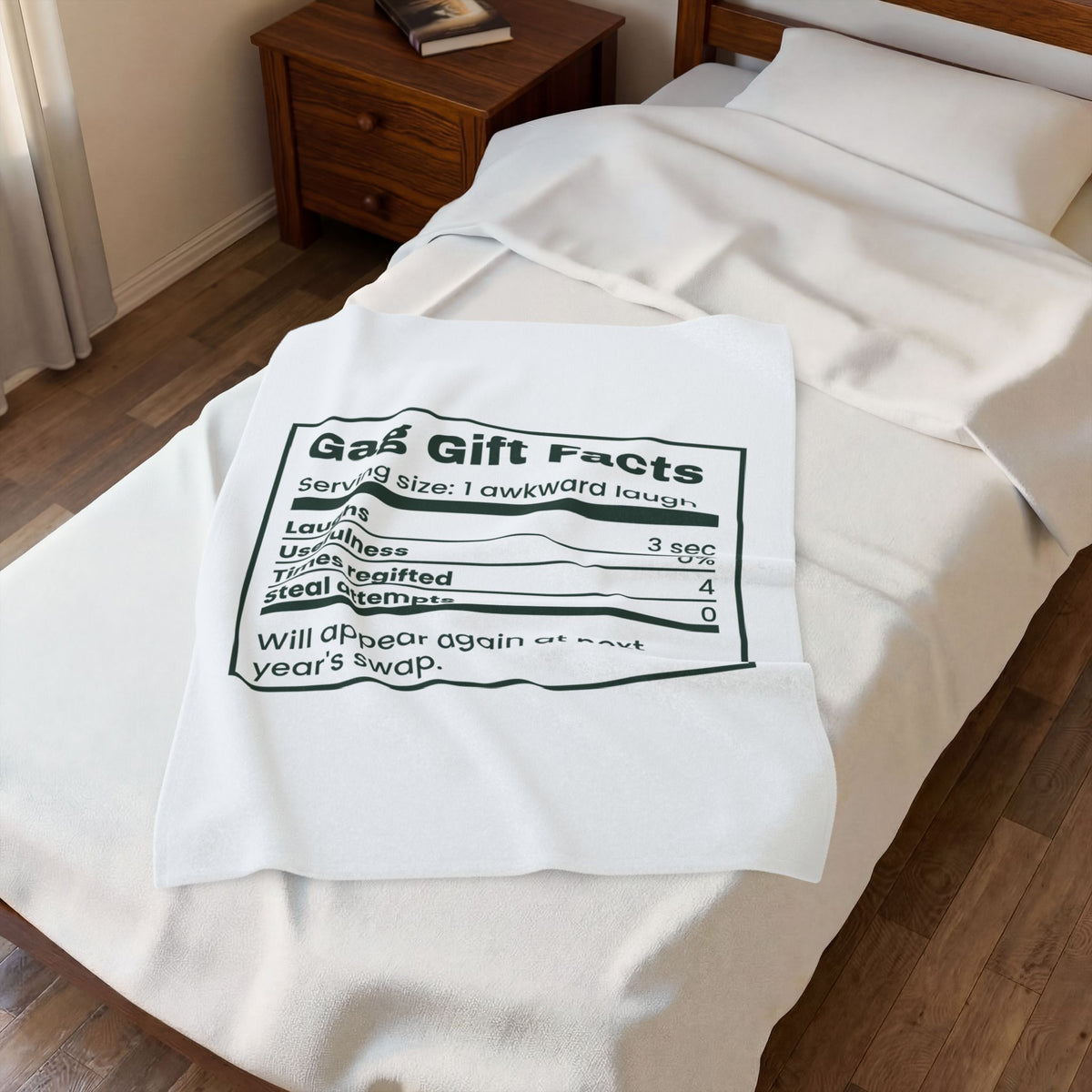 Funny White Elephant Throw Blanket Gag Gift Facts Back Again Next Year