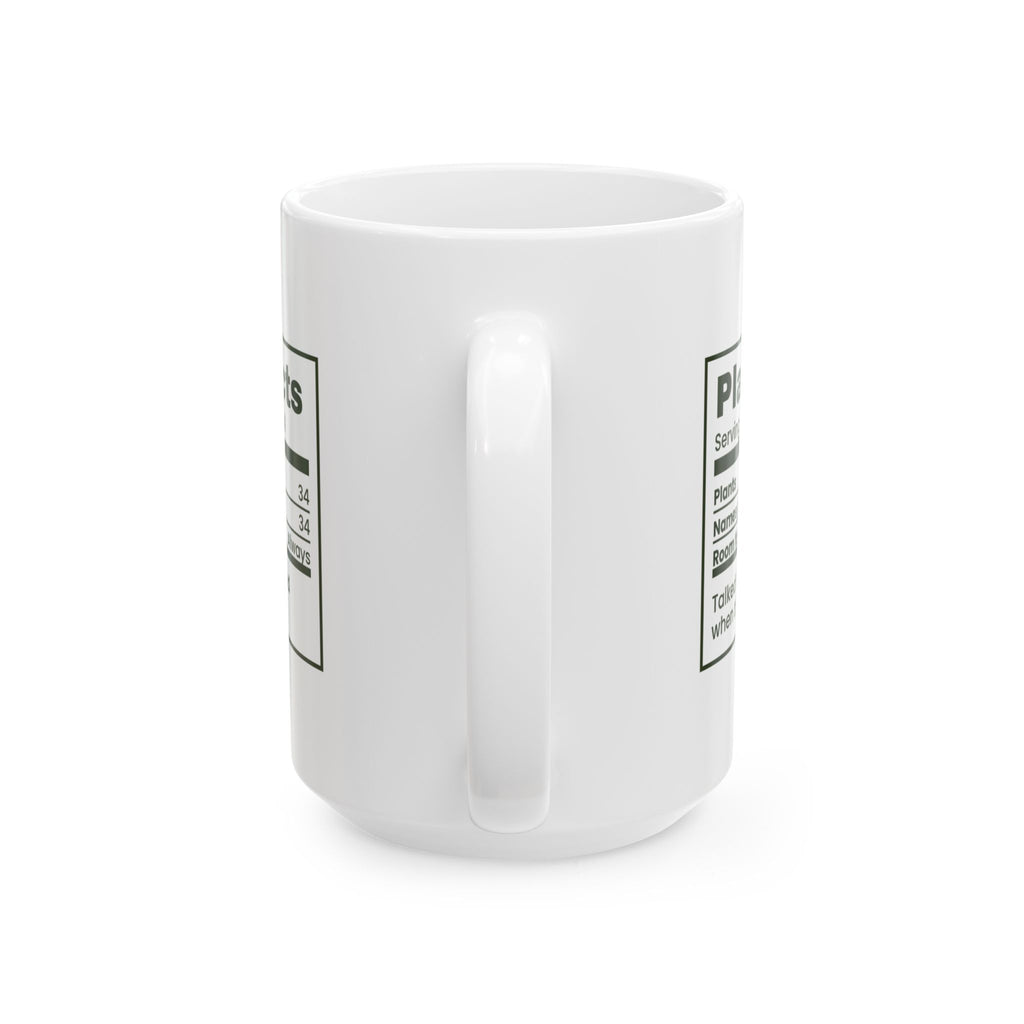 Funny Plant Lover Coffee Mug Plant Facts Nutrition Label