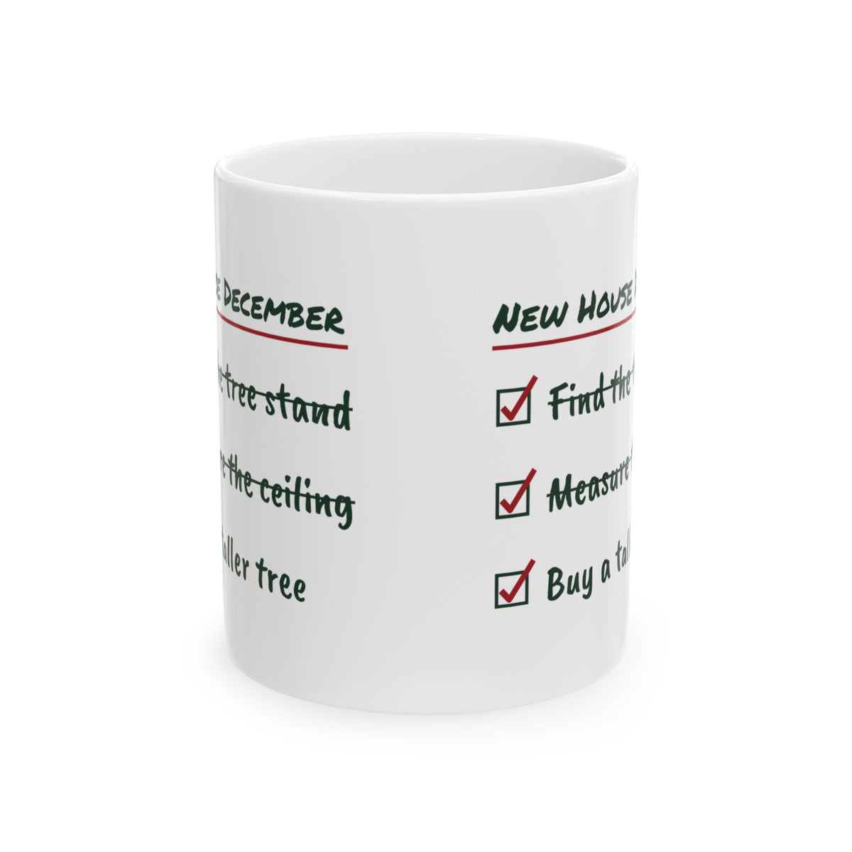 Funny New Home Christmas Coffee Mug Measure The Ceiling Checklist