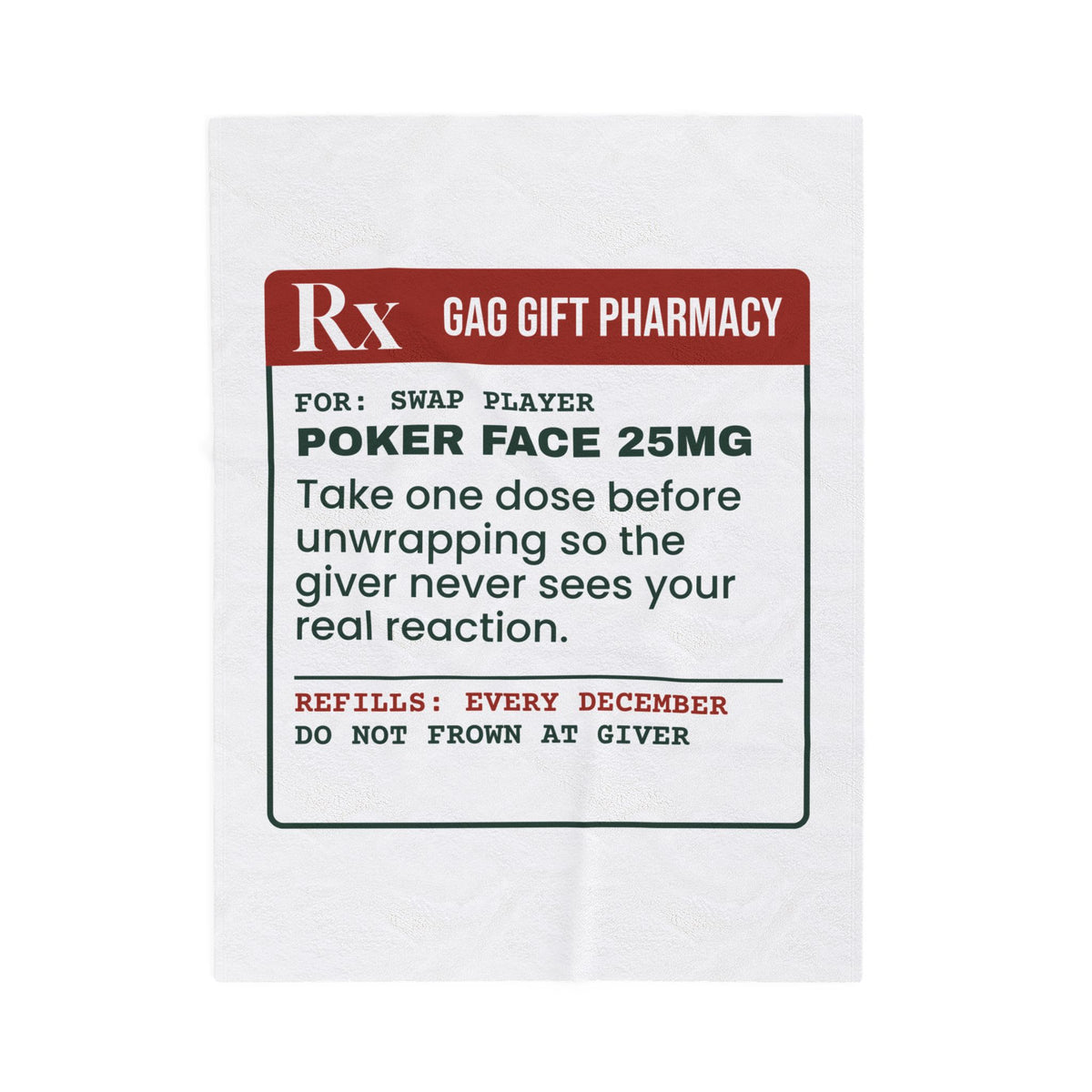 Funny White Elephant Throw Blanket Poker Face 25mg For Gift Swap Players