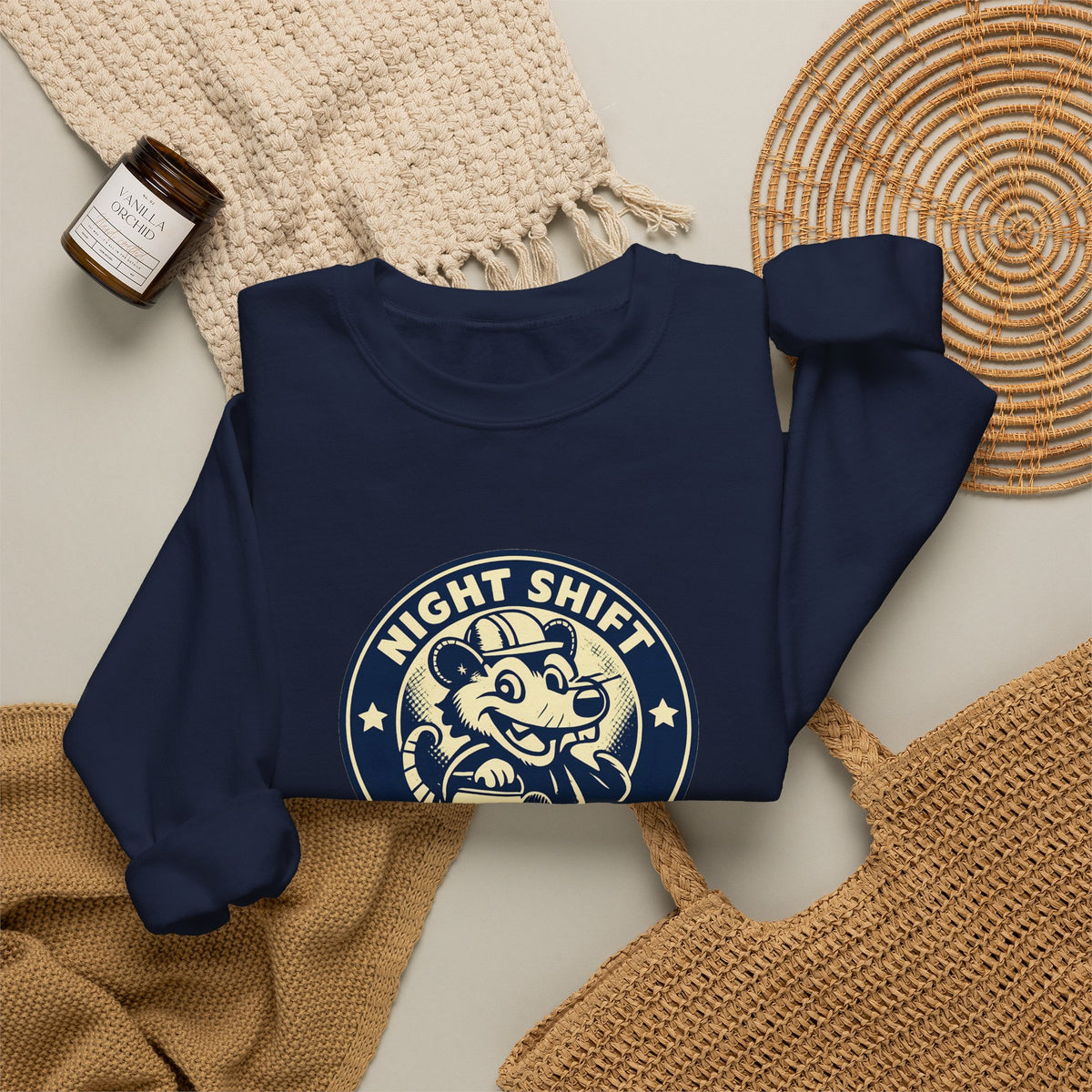 Night Shift Crew Funny Retro Possum Night Shift Worker Sweatshirt
