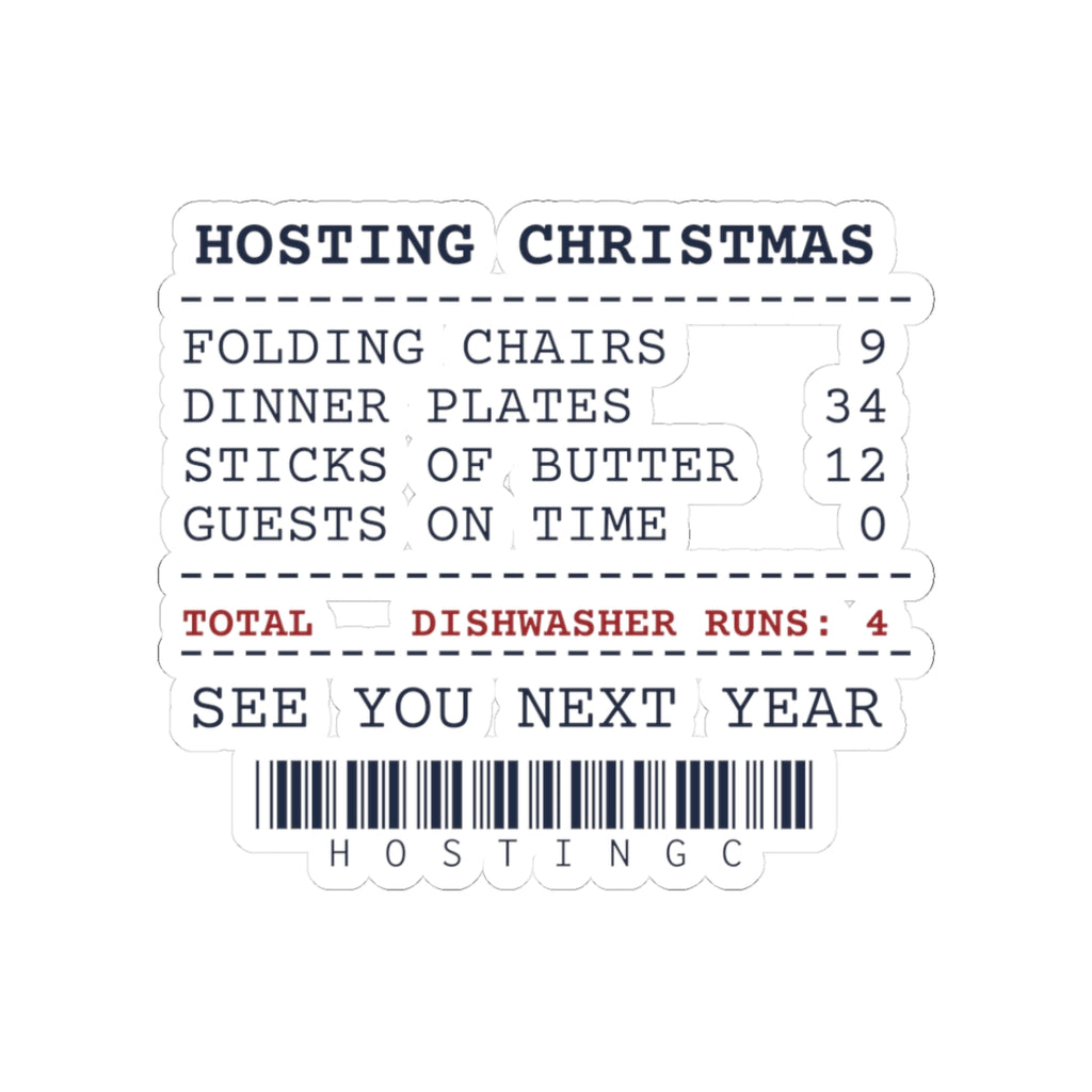 Funny Christmas Sticker Hosting Christmas Receipt For Hosts