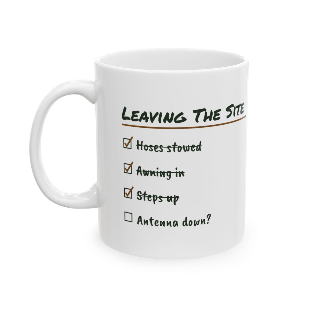 RV Coffee Mug Leaving The Site Checklist Is The Antenna Down