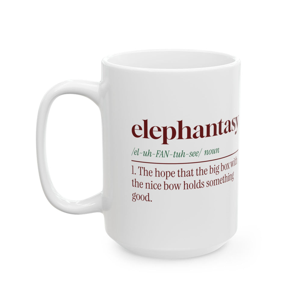Funny White Elephant Coffee Mug Elephantasy Dictionary Definition