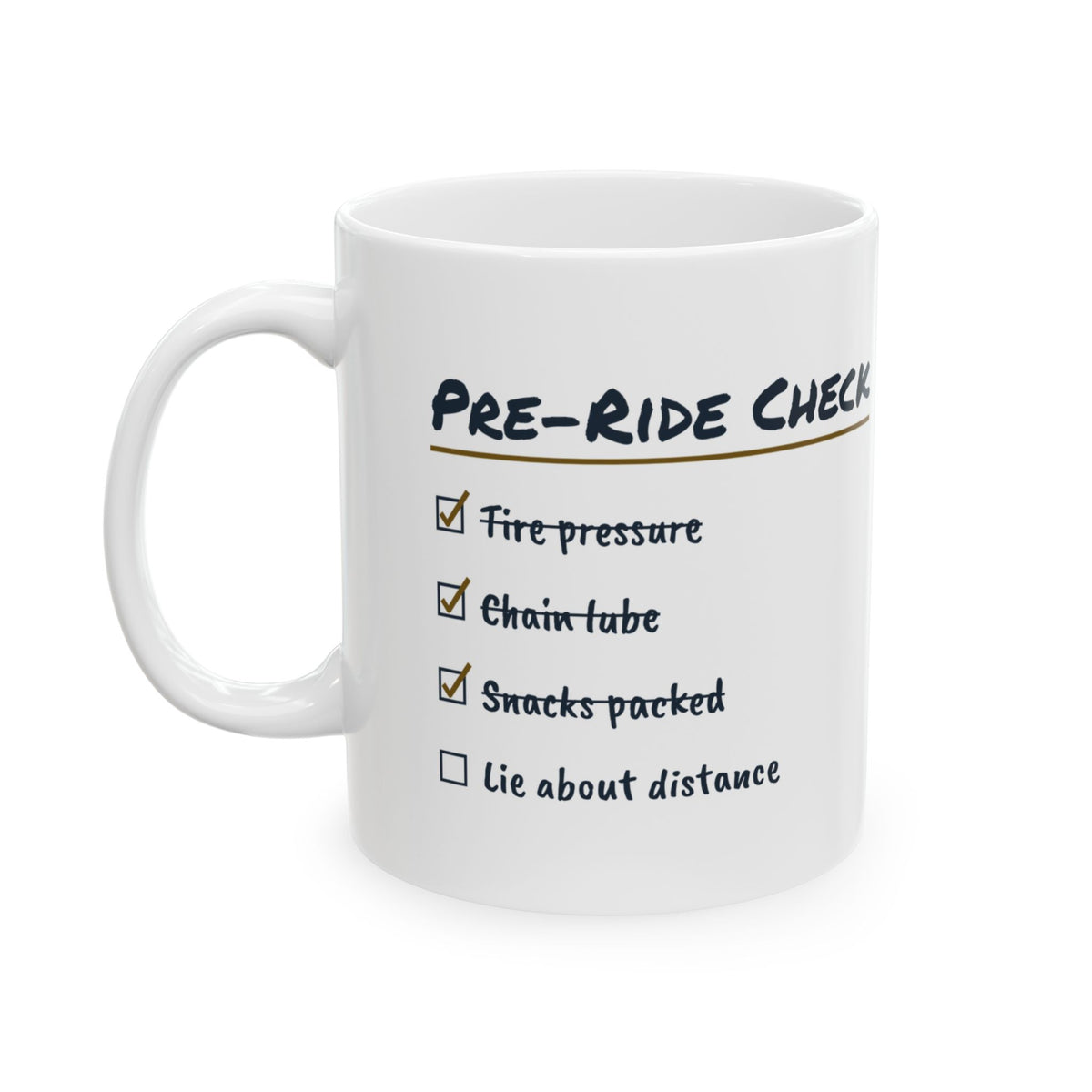 Funny Cycling Coffee Mug Pre-Ride Check List For Cyclists