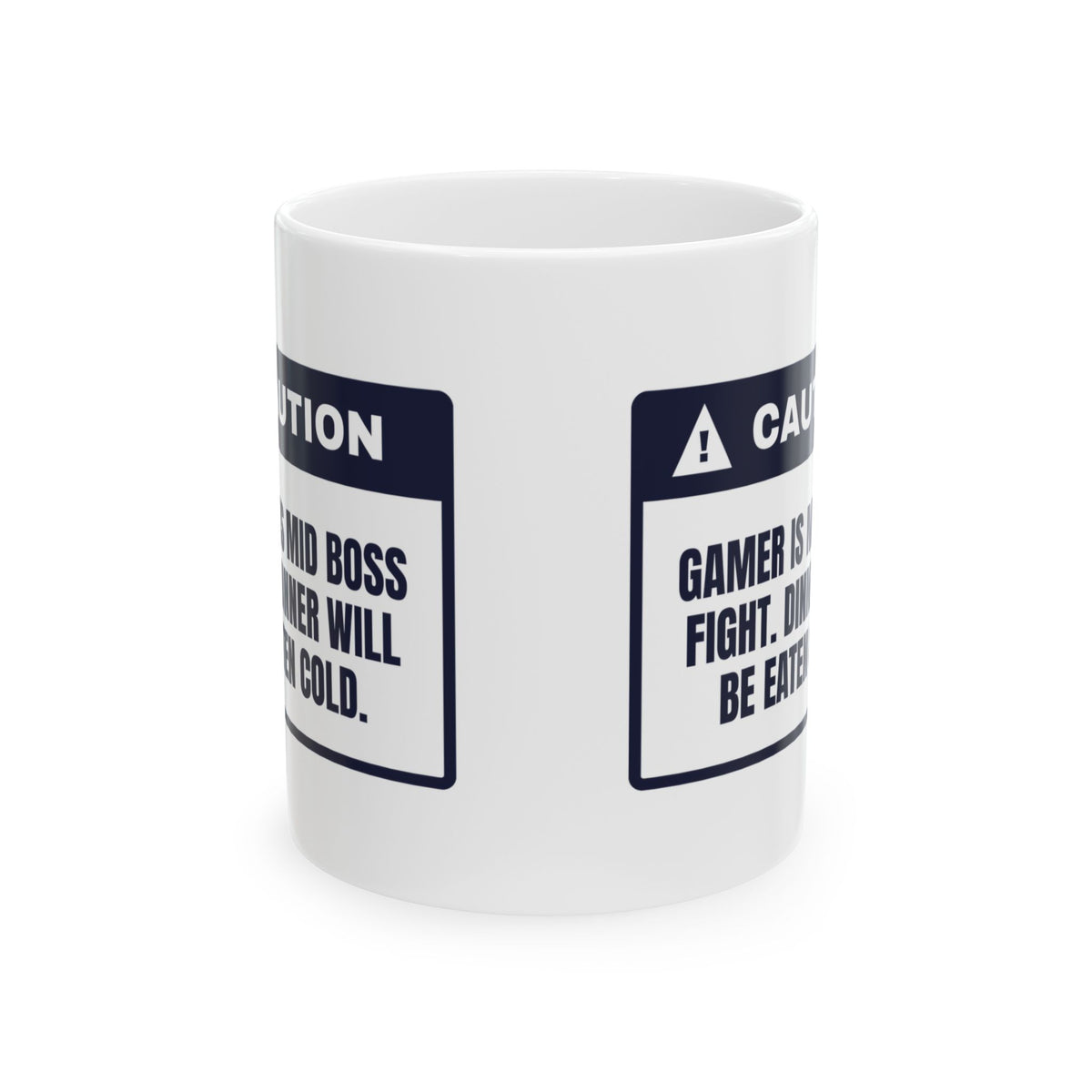 Funny Gamer Coffee Mug Mid Boss Fight Dinner Eaten Cold Warning