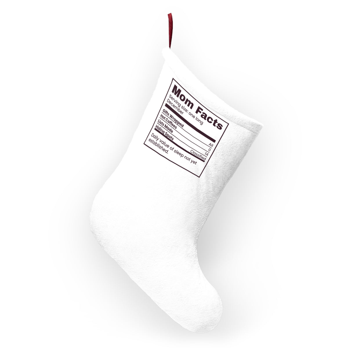 Funny Mom Christmas Stocking Mom Facts Nutrition Label
