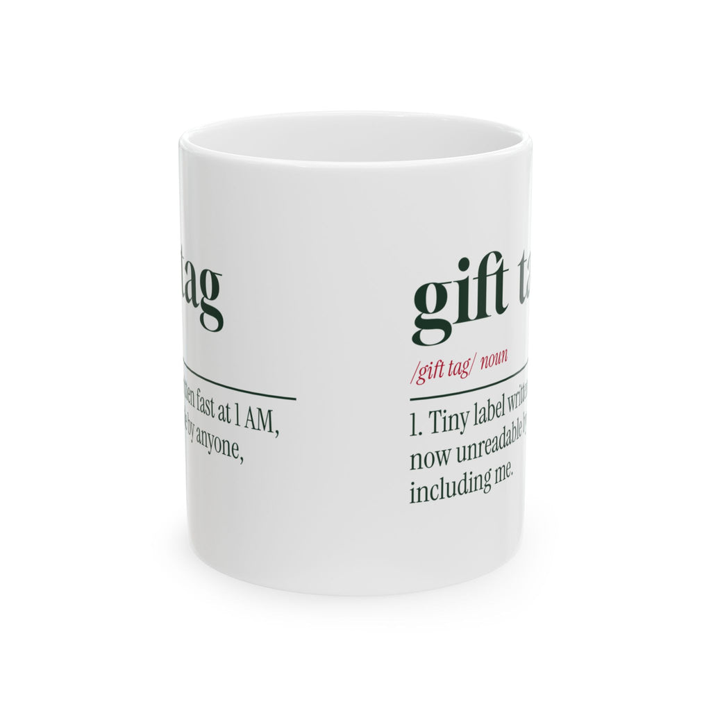 Funny Christmas Wrapping Coffee Mug Gift Tag Definition