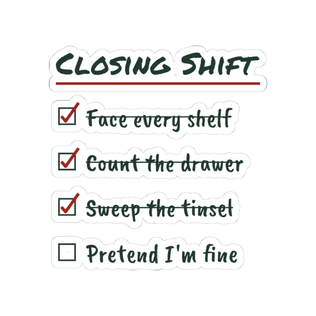 Funny Retail Christmas Sticker Closing Shift Checklist For Workers