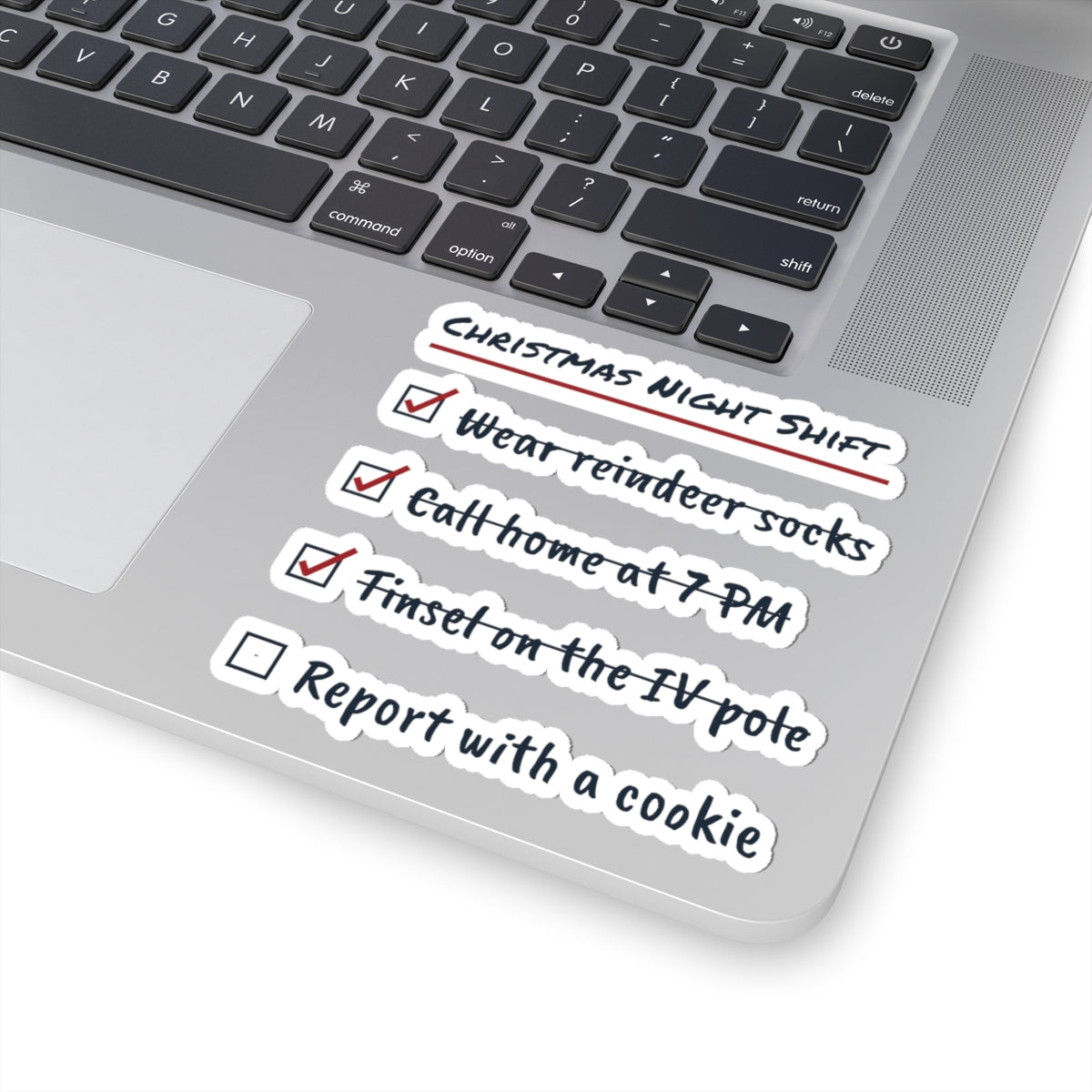 Funny Christmas Nurse Sticker Christmas Night Shift Checklist