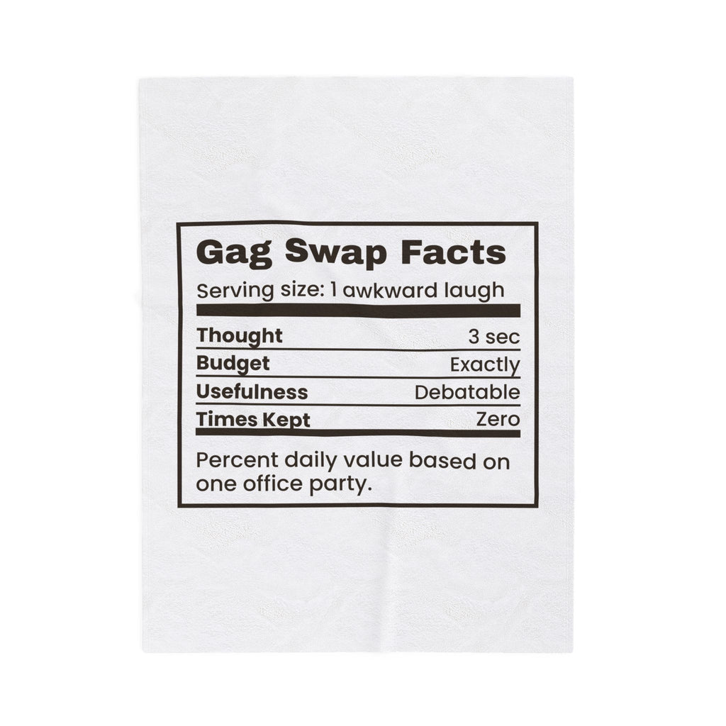 Funny White Elephant Throw Blanket Gag Swap Facts Nutrition Label