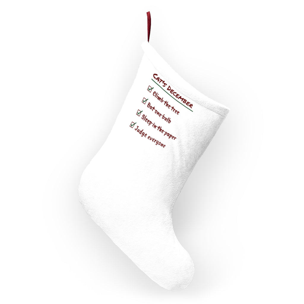 Funny Christmas Cat Christmas Stocking Cat's December Checklist
