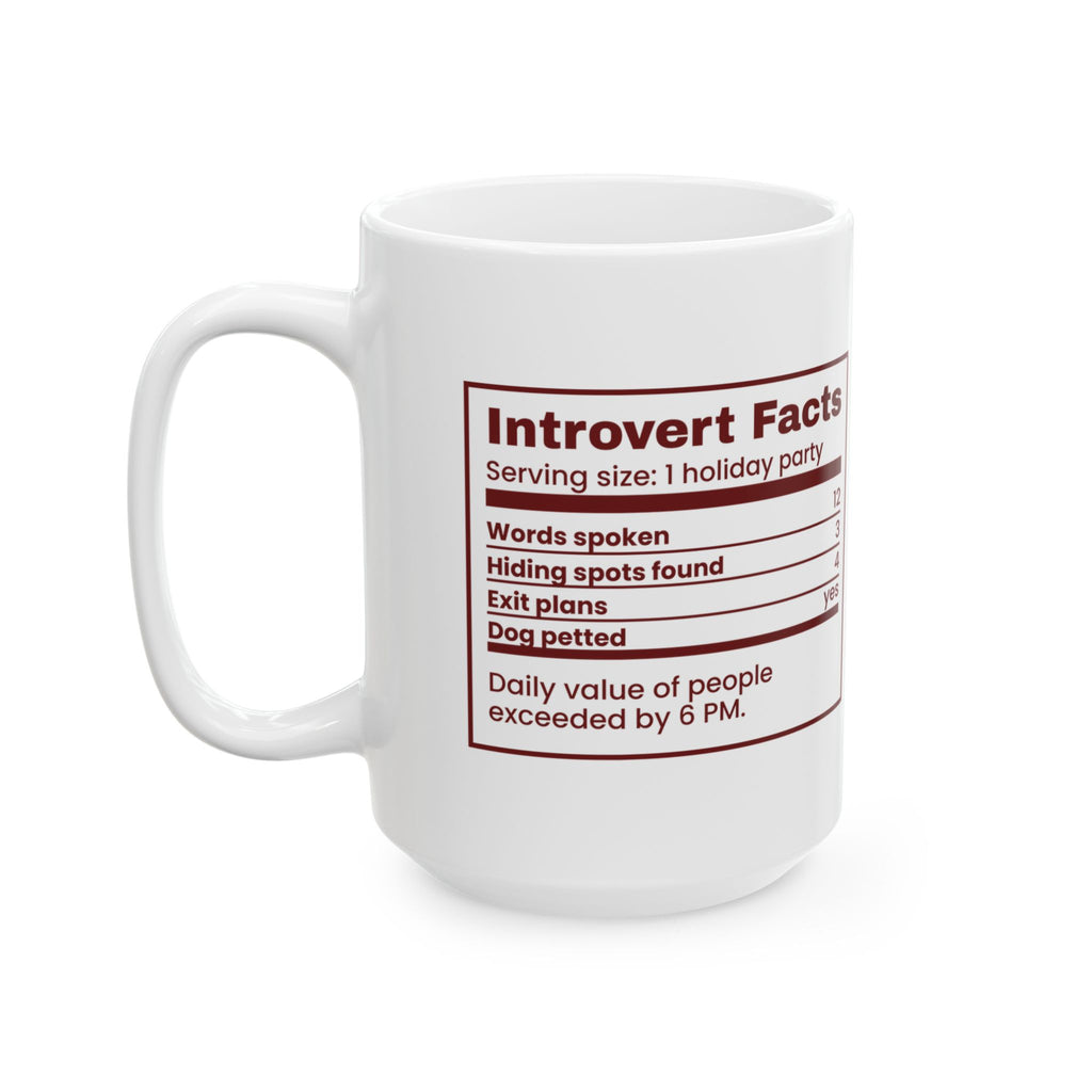 Funny Christmas Introvert Coffee Mug Introvert Facts Nutrition Label