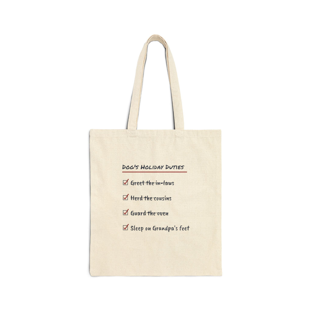 Funny Christmas Tote Bag Dog's Holiday Duties Checklist For Dog Owners