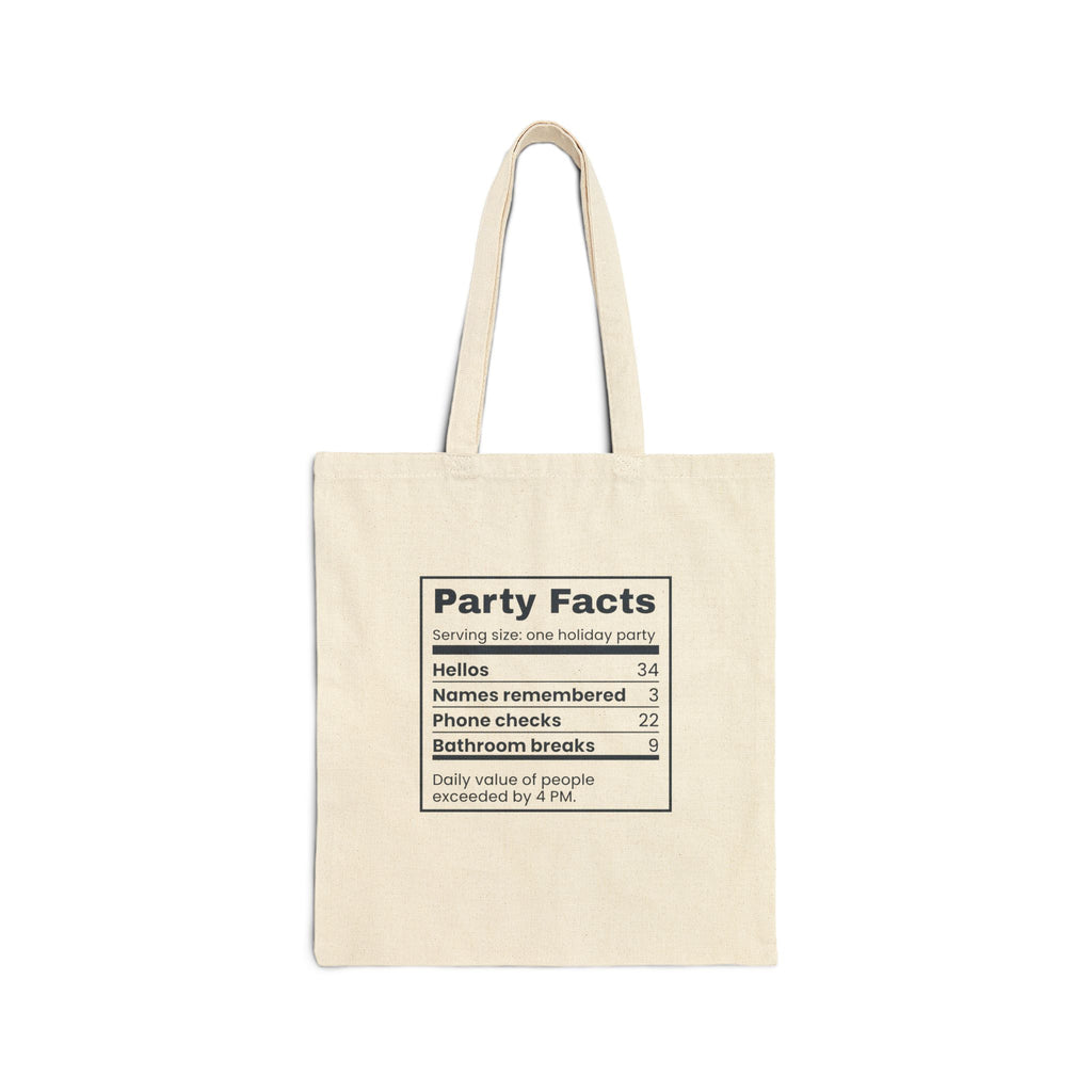 Funny Introvert Christmas Party Tote Bag Party Facts Nutrition Label
