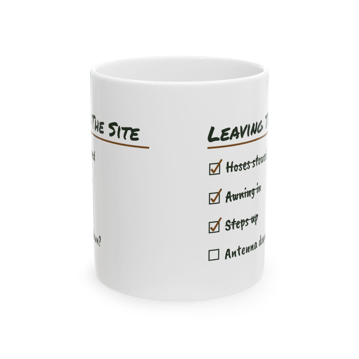 RV Coffee Mug Leaving The Site Checklist Is The Antenna Down