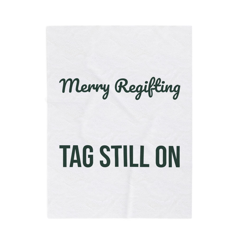 Funny White Elephant Throw Blanket Merry Regifting Tag Still On