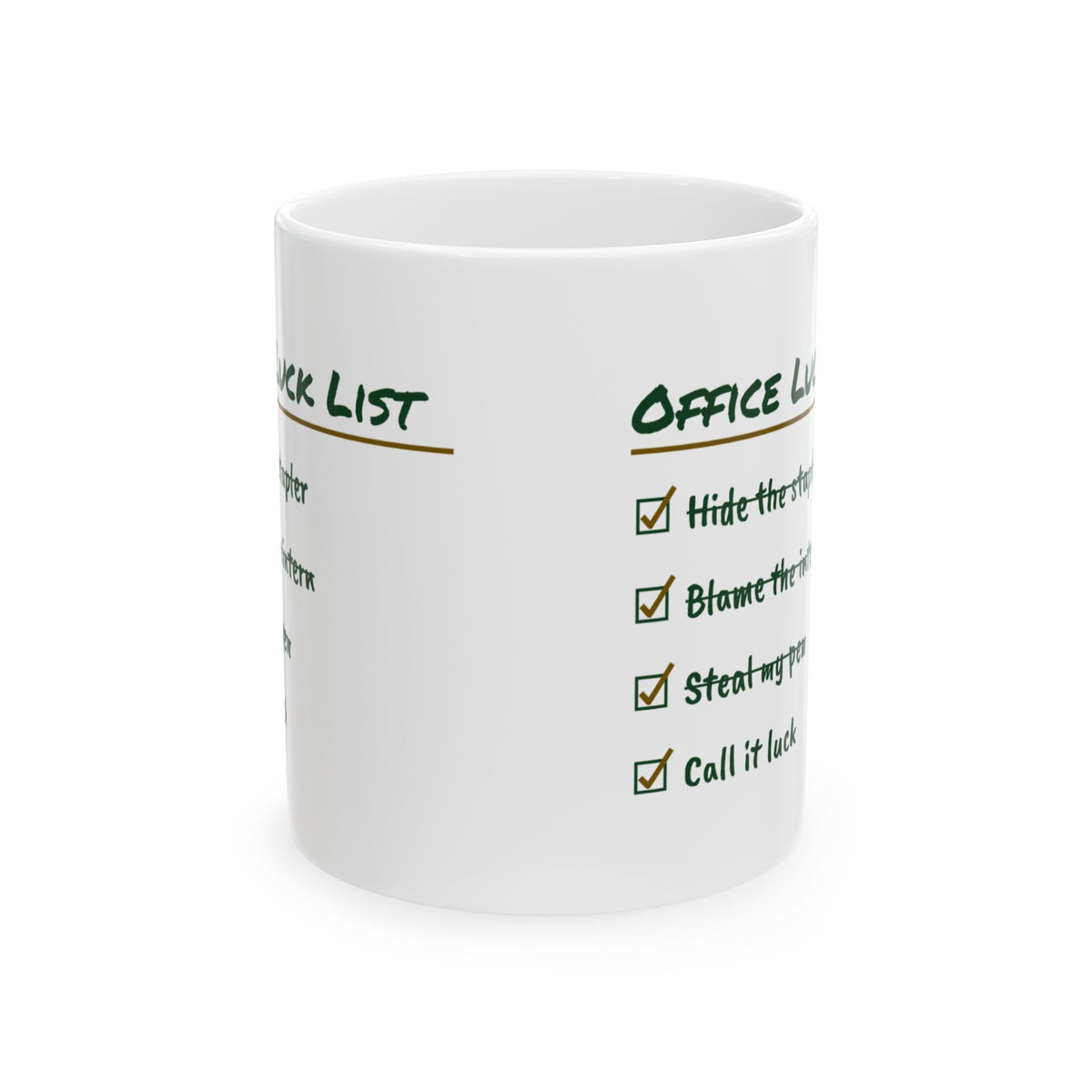 Office Luck List Checklist Mug Coworker