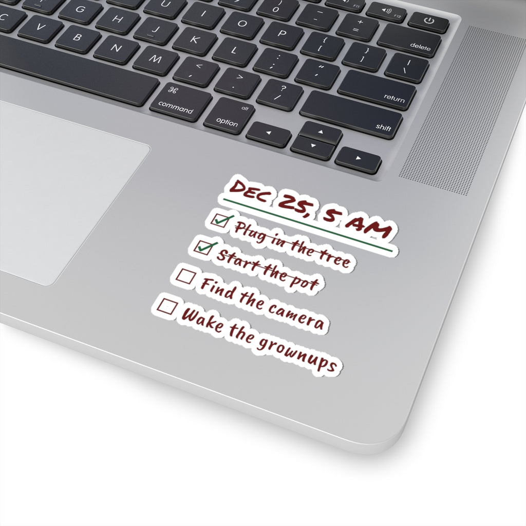 Funny Christmas Sticker Plug In The Tree Start The Pot Checklist