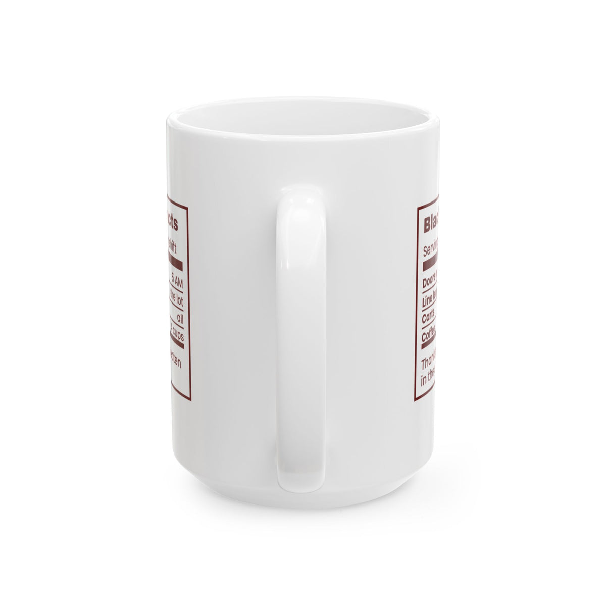 Funny Christmas Retail Coffee Mug Black Friday Facts Nutrition Label