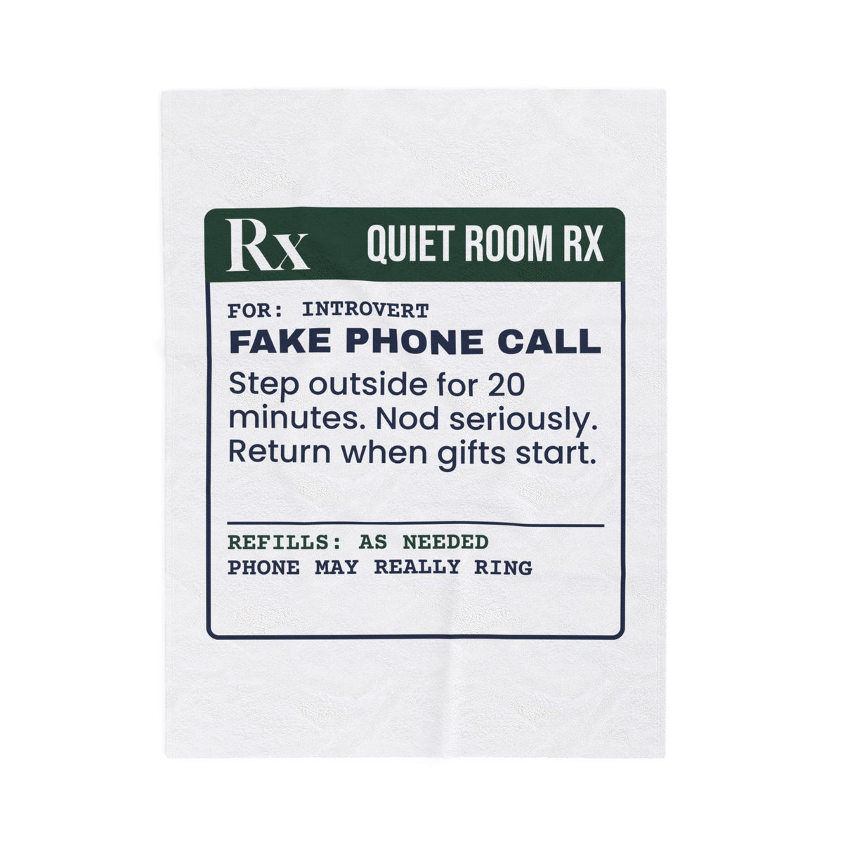 Funny Christmas Throw Blanket Fake Phone Call Prescription For Introverts
