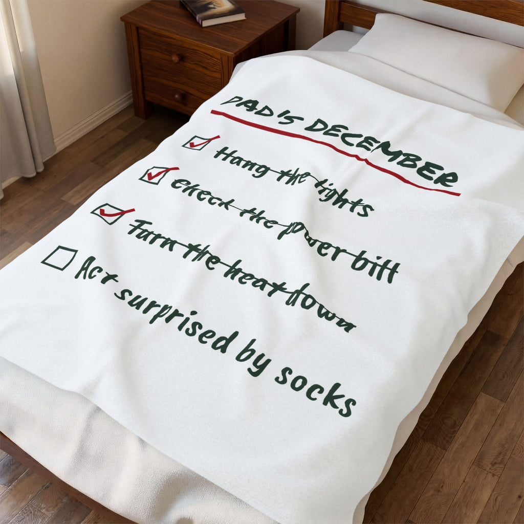 Funny Dad Christmas Throw Blanket Act Surprised By Socks Checklist