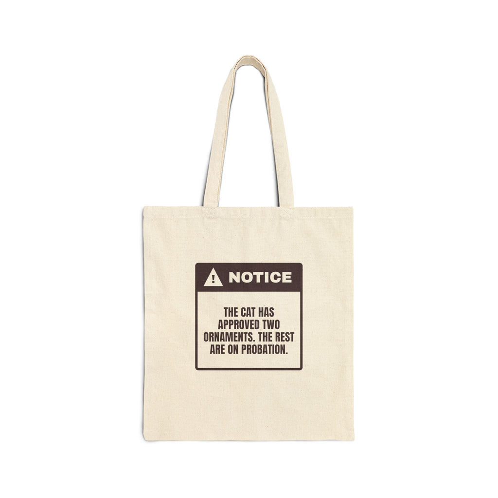 Funny Christmas Cat Tote Bag Ornaments On Probation For Cat Moms