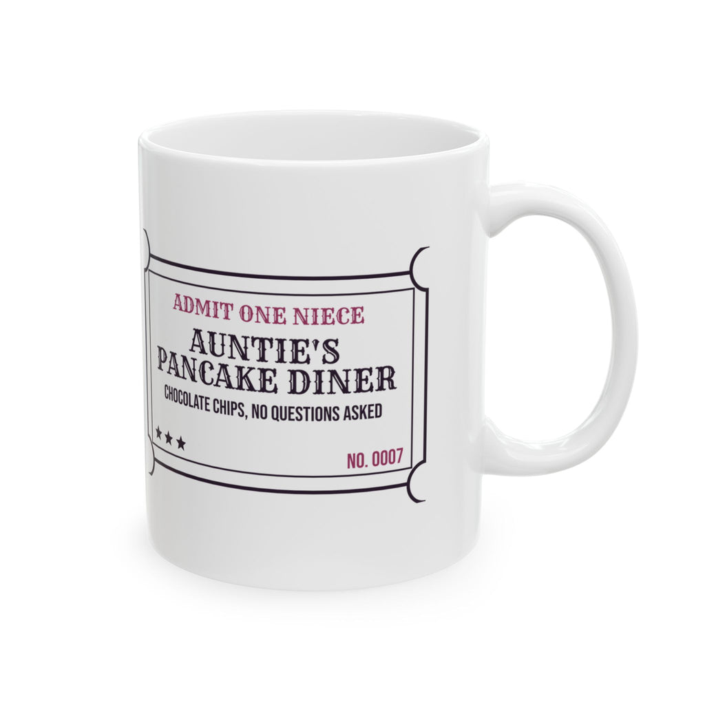 Funny Aunt Coffee Mug Auntie's Pancake Diner Ticket For Aunts