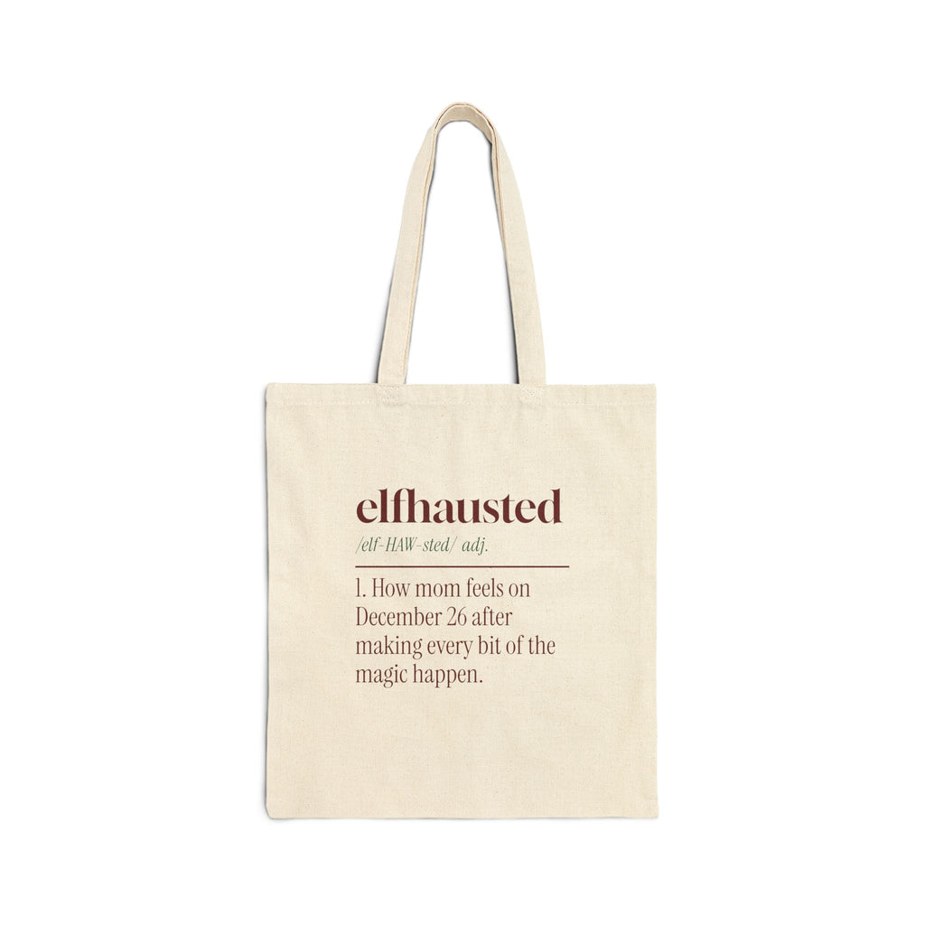 Funny Christmas Mom Tote Bag Elfhausted Dictionary Definition