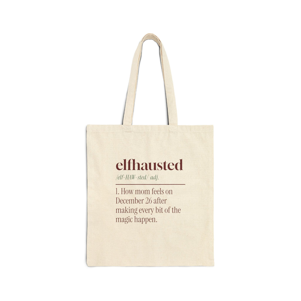 Funny Christmas Mom Tote Bag Elfhausted Dictionary Definition