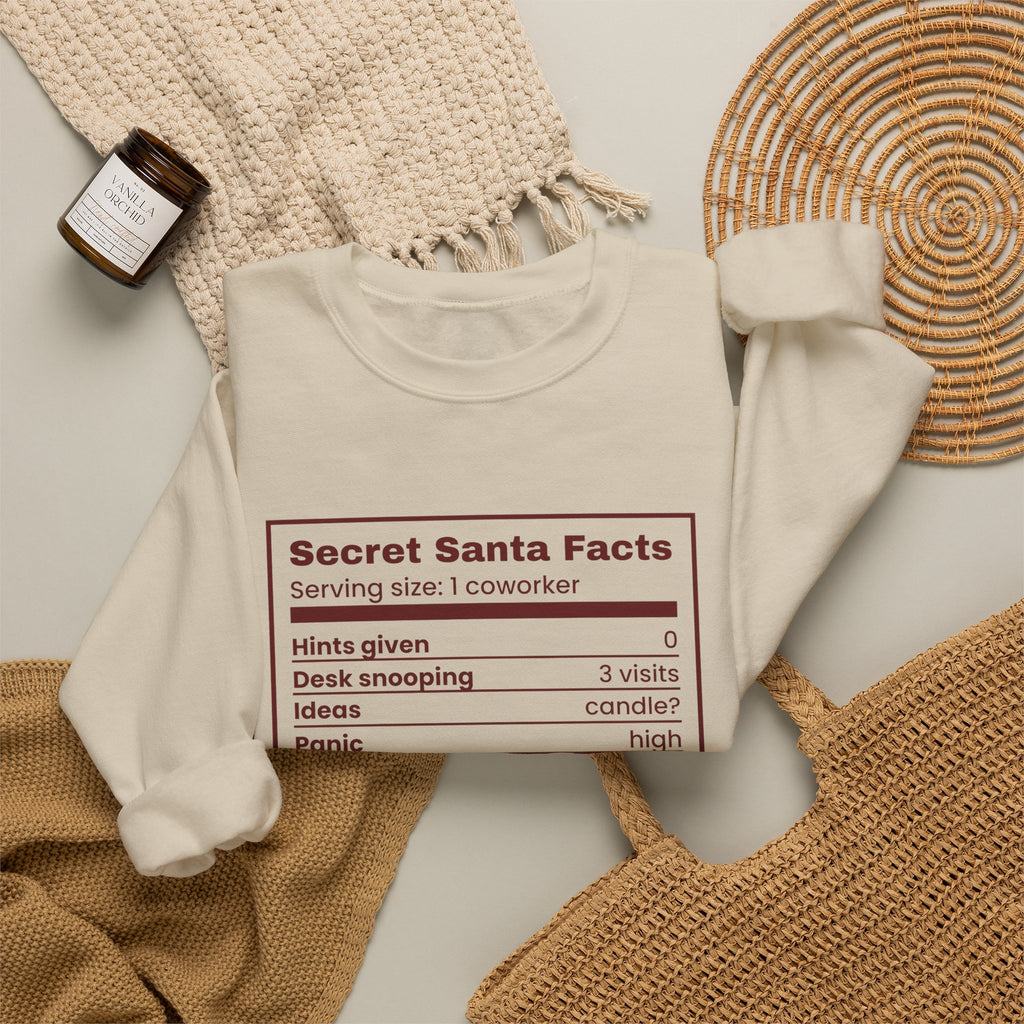 Funny Christmas Coworker Sweatshirt Secret Santa Facts Label
